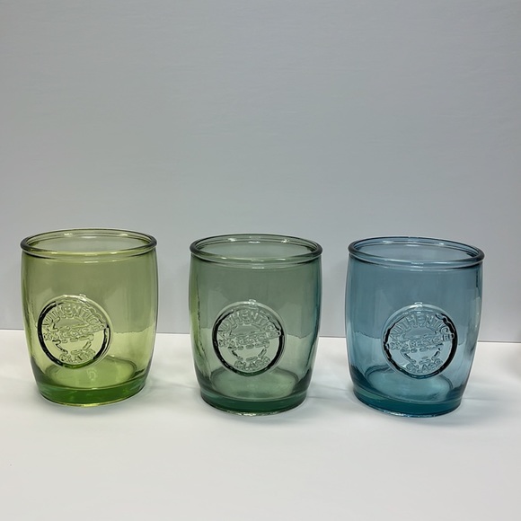 4 - 100% Authentic Recycled Glass Blue Old Fashioned Low Ball Glasses - Picture 11 of 11